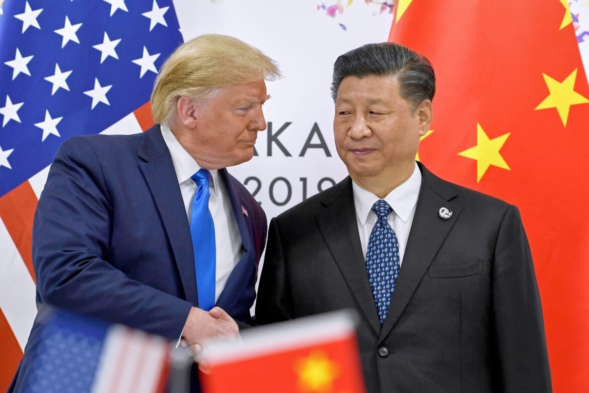 PHOTO: President Donald Trump, left, shakes hands with Chinese President Xi Jinping during a meeting on the sidelines of the G-20 summit in Osaka, western Japan, on June 29, 2019. 