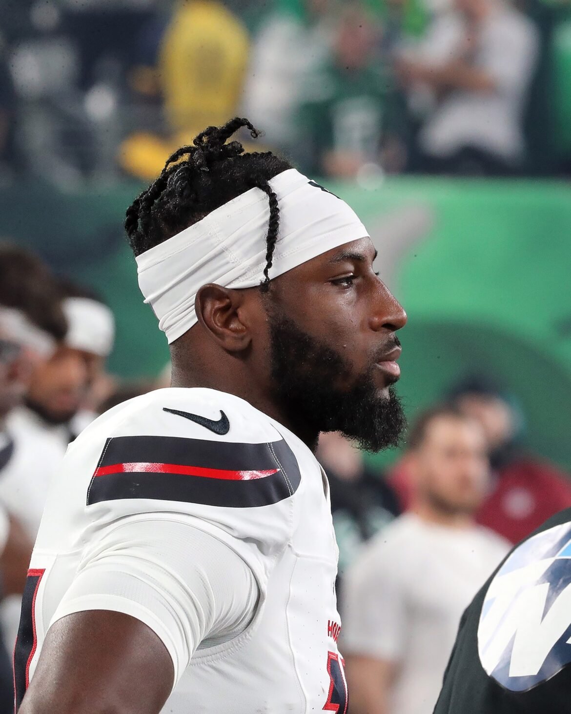 PHOTO: New York Jets defensive player Kris Boyd, pictured on Oct. 31, 2024, while playing for his former team, the Houston Texans, at Met Life Stadium in East Rutherford, New Jersey. 